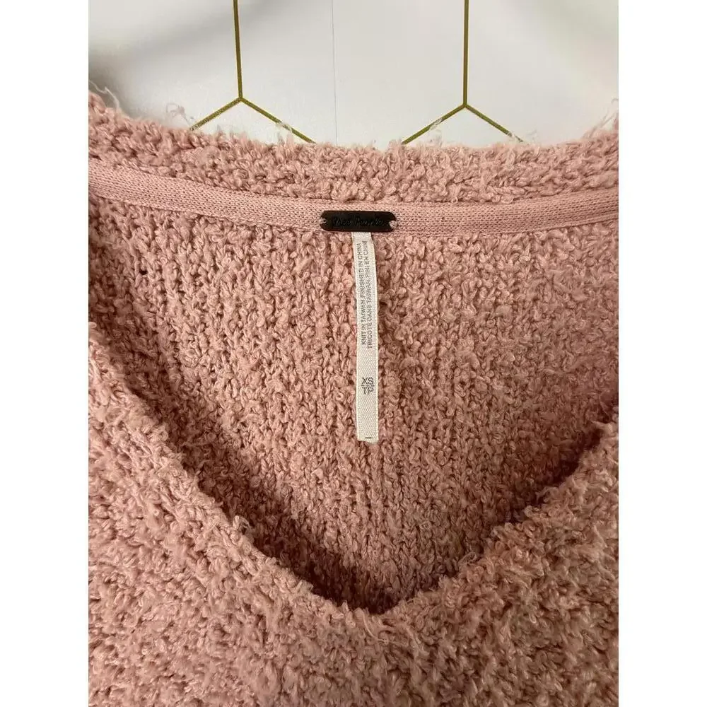 Free People Finders Keepers Pink Lightweight Bouche V-Neck Sweater - Size - XS
